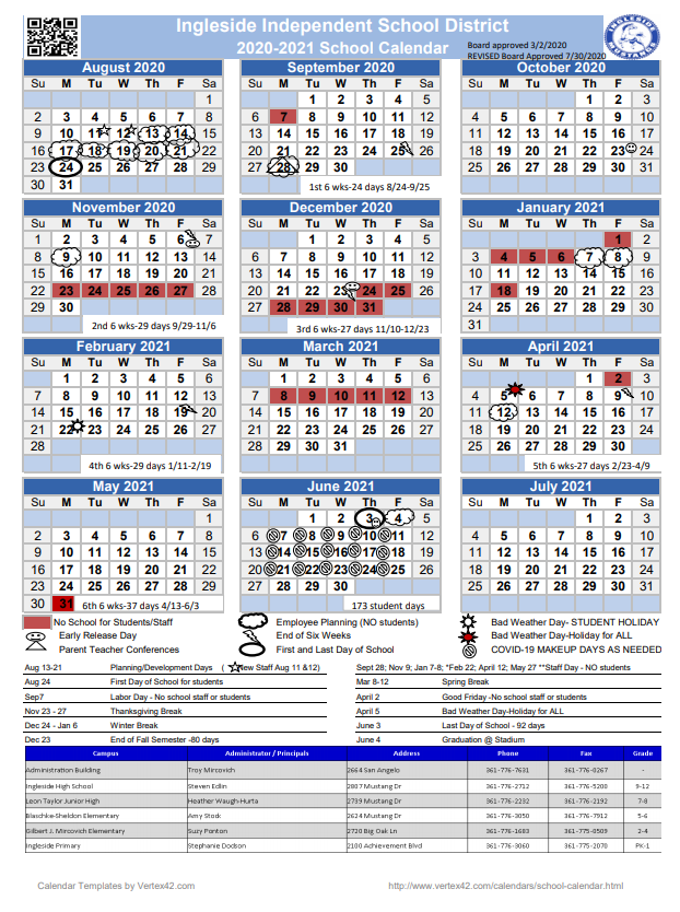 Revised School Calendar