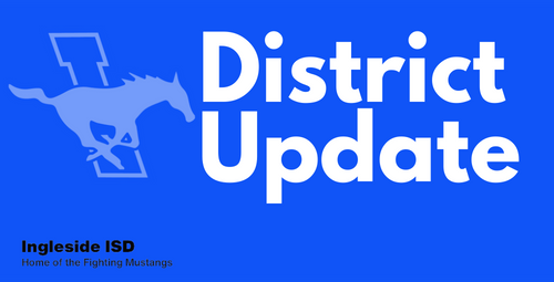 Blue Background: White Text "District Update"