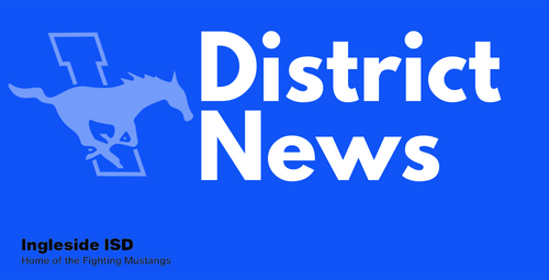 Blue Background: White Text "District News"
