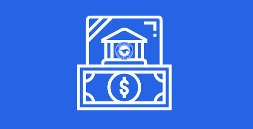 Blue Background, White Text with Financial Clipart