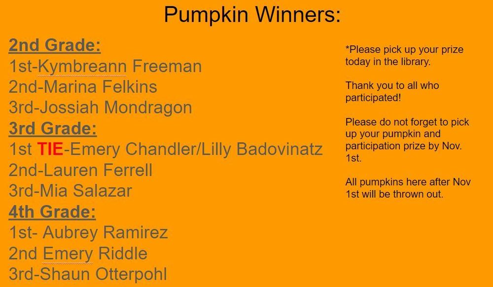 GJM Library Pumpkin Winners 2019-20