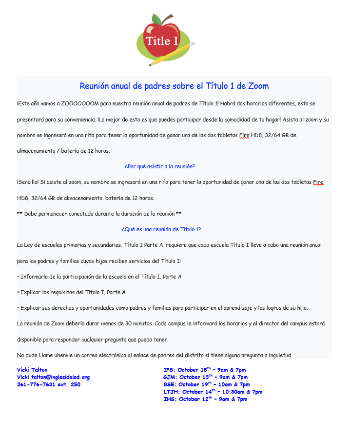 Title 1 Spanish Information