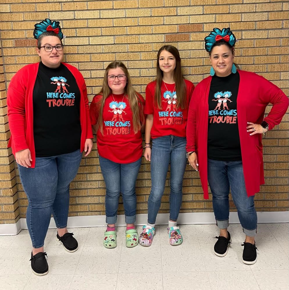 RAA Week Student and Staff Dress as Thing 1 and Thing 2 From Dr. Seuss