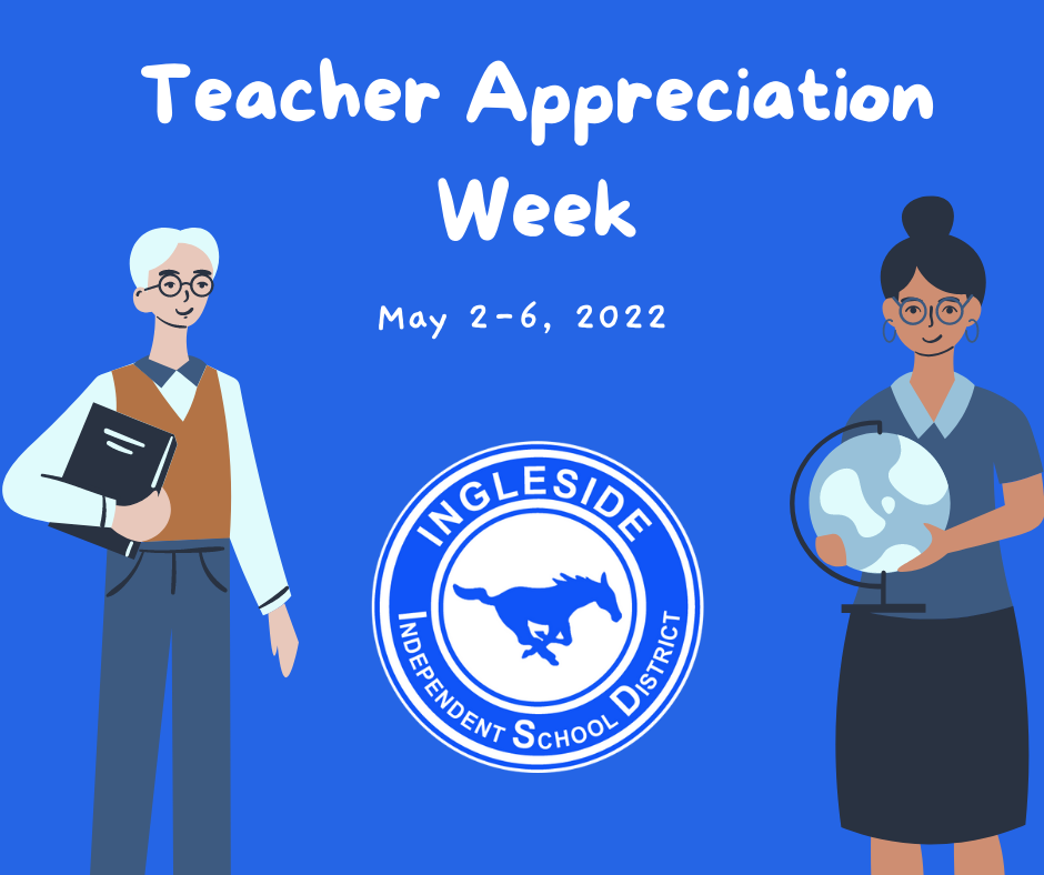 Blue Background with Text reading: Teacher Appreciation Week